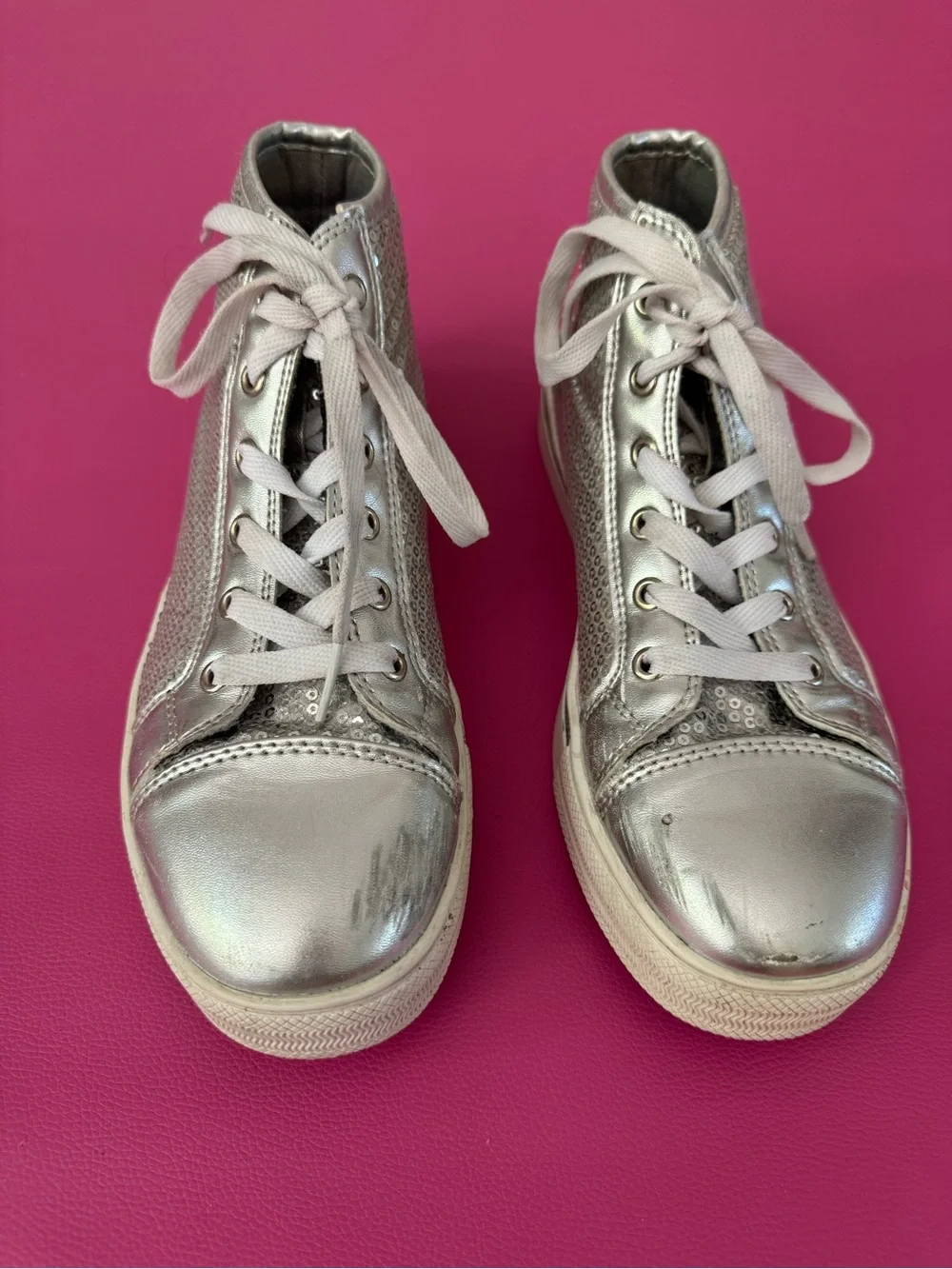 Women’s Metallic Silver High-Top Athletic Sneakers